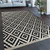 Paco Home Tessuto A Mano Trendy Tappeto Moderno Design Marocchino Frange In Nero Bianco, Dimensione:60x110 cm