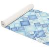 ANRO Tappetino da bagno in morbida schiuma, tappetino da bagno e doccia, antiscivolo, motivo patchwork blu, 160 x 65 cm