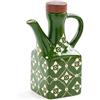 CASOME Bottiglia Di Olio In Ceramica - Oliera Da 8,5 Oz Con Tappo E Manico In Legno - Bottiglia Decorativa Da Cucina Per Olio D'oliva, Aceto E Oli Da Cucina - Design Compatto E Anti-Goccia(Green)