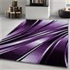 Carpetsale24 Tappeti a pelo corto, colore viola, disegno astratto delle onde, 3705, tappeto rettangolare, Tappeto soggiorno, 200 x 290 cm