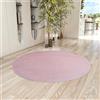 Teppium Tappeto Rotondo Rosa 200 cm Tappeto a Pelo Corto Lavabile, Rotondo, Antiscivolo e Morbido, Design Monocromatico Moderno per Soggiorno, Camera da Letto, Cucina e Cameretta