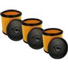 vhbw 3x filtro a pieghe piatte compatibile con Dexter VOD 1530 SWC 30L, VQ 1420 SFD 20L aspiratore - nero/giallo