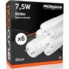 Eurocali 6x Tubi LED 60cm G13 T8 7,5W Professionale Alta Efficienza Garanzia 5 Anni 850 lumen - Luce Bianco Naturale 4000K - Fascio Luminoso 160° - Sostituzione Neon