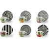 Excelsa Tropical Chic Set 6 Tazzine Caffè Espresso, Porcellana, Capacità 70 ml, Multidecoro