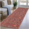 BORKOY Tappeto Runner Lungo 1.5 Metro Stile Retrò Rosso, Tappeto Corridoio Antiscivolo e Lavabile in Lavatrice, Passatoia Cucina Vintage per Interni Ingresso e Soggiorno, Morbido Tappeto 50x150cm