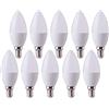 LEDLUX 10 Pezzi Lampadine Led E14 C37 7W 600 Lumens, Forma Candela Oliva, Bianco Caldo Neutro Freddo, Garanzia 5 Anni (3000K)