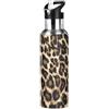 HMZXZ Borraccia con cannuccia, a tenuta stagna, alla moda, stampa leopardata, borraccia termica sottovuoto, per ragazze e ragazzi, 600 ml