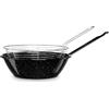 briebe Padella Friggitrice con Cestello Induzione 22 cm Acciaio Smaltato, Padella Honda Bordonata 1,7 l, Adatta Piano cottura, Fuoco, Gas, Forno, Sollevamento Nero Gelato