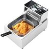 Endingfuny Friggitrice elettrica da 6 l, 2500 W, in acciaio inox, friggitrice elettrica, temperatura regolabile, con scolapiatti dell'olio e coperchio in acciaio inox, con termostato automatico