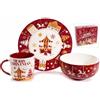 Generico Set Colazione Natalizio 3 Pezzi in Ceramica - Tazza, Ciotola e Piatto "Merry Christmas" - Servizio da Colazione Natalizio Decorato - Idea Regalo con Confezione