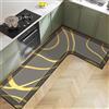 Hixingo Tappeto Cucina in Diatomite, Forma a L Passatoia Cucina Antiscivolo Lavabile Tappeti da Cucina, Tappeto da Cucina Tappeto da Bagno Tappetino per Doccia (Grigio Marrone,100x150x35cm)