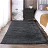 Latepis - Tappeto in finta pelliccia di pecora grigio scuro 3x4, tappeto in finta pelle di pecora per camera da letto, tappetino per divano, cuscino, gioco, decorazione di lusso per la casa