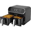 KASANOVA Friggitrice ad aria doppio cestello 1700 W nera nero