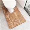 Treer Tappeto da Bagno Antiscivolo con Forma a U, Tappetino per WC Assorbente Diatomite Lavabile Tappeti per Bagno Durevole e Morbido per Doccia e Wc Water -Minimalismo (Colore Cammello,55x90cm)