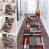 LUMIPAP Tappeto a passatoia per cucina e corridoio, antiscivolo, lavabile, per corridoio, lavanderia, 40 x 270 cm, rosso, nero, grigio, vintage, Splice