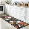 CARPETIA Tappeto Corridoio Cucina Antiscivolo Lavabile Nero Spezie Sale Pepe Giallo Rosso Bianco Colorato Cucchiaio 80x300 cm