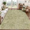 VARIKASHOM Tappeto Salotto Tavolo da pranzo Decorazione, Grandi Tappeti Pelo Corto Lavabile,Vintage Shabby Chic Floreale Verde Beige Giallo, 160 x 160 cm