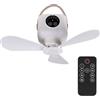Bestlivings Ventilatore da soffitto portatile con batteria e luce - Ventilatore USB da 3600mAh con telecomando, 4 velocità, timer, silenzioso, portatile per campeggio, giardino, interno