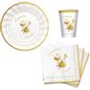 Dream' s Party Kit coordinato tavolo PRIMA COMUNIONE e CRESIMA - Calice con Ostia e Cappello e Bastone del Vescovo - Bianco e Oro lucido - decoro buffet feste MONOUSO - 12 piatti + 12 Bicchieri + 16 tovaglioli