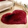 Fouriding Tappeto Peloso Shaggy Tappeto Lungo Forma di Cuore tappeti Peluche Ultra Morbido in Pelle di Pecora Decorativo per Divani Del Soggiorno e Camere da Letto(Borgogna, 70 * 90CM)