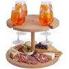 INCA Alzatina Portacalici in Legno di Faggio, 4 Porta Bicchieri, 4 Piani di Servizio, Naturale, 32,5x23h cm, per Aperitivo e Antipasti
