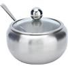 Ghzste Zuccheriera con coperchio trasparente e cucchiaio, contenitore per zucchero, zuccheriera in acciaio inox, ciotola per sale, contenitore per sale, zuccheriera per caffè