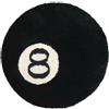 Eivdru Simulation Billiard 8 Ball Rug, Round Tufting, Soft Chair Pad, Retro Black Bath Mat, Black Circle Rugs for Living Room (Black,60 cm)