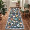 Siunwdiy Tappeto Cucina Antiscivolo Lavabile 1.2 Metri Blu Tappeto da Corridoio Lungo Motivo Floreale 3D Tappeto Passatoia Corridoio Soggiorno Tappetino Cucina Camera Camera da Letto，60x120cm