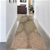 CARPETIA Tappeto camera da letto Tappeto corridoio Tappeto per interni ed esterni resistente alle intemperie con motivo a foglie senza tempo in beige marrone 80 x 250 cm