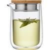SINOTE'CA Tisaniera in Vetro Borosilicato Doppia Parete 220ml con Filtro in Acciaio Inox e Coperchio - Tazza Tisana con Infusore, Anti-Scottatura e Resistente al Caldo e al Freddo, Ideale per Tè, Tisane e Bevan