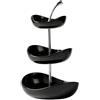 GUASDIE Vassoio per frutta a doppio strato Ciotola per frutta in ceramica a 3 livelli Ciotole da portata in ceramica multistrato con supporto in metallo, vassoio da portata,Nero,3 Tier