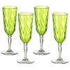 Omada Design 4 Bicchieri Champagne in acrilico, Flutes per uso all'aperto, Lavabili in Lavastoviglie, Made in Italy, Linea Diamond, Verde