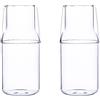 MISNODE Set di 2 caraffe da comodino da 360 ml con bicchiere per camera da letto, comodino, bottiglia di collutorio in vetro per bagno, brocca per acqua trasparente