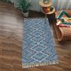 Tomifine Tappeto con Nappe Tessuto Tappeti Strisce Rettangolare Bohémien Lavabile per Soggiorno, Camera da letto (80x160 cm,Blu Scuro)