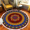 Tomifine Rotondo Tappeto con Nappe Mandala Motivo Tappeti Tessuto Bohémien per Soggiorno, Camera da letto, Lavabile (100 cm,Blu Marrone)