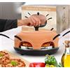 Heidenfeld Pizzachef Forno per pizza | Spazio per 6 persone - Forno elettrico per pizza - 1100 Watt - Forno Raclette con coperchio in terracotta - Pizzamaker con pale per pizza incluse (Terracotta)