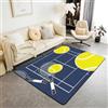 Loussiesd Tappeto da tennis per soggiorno per camera da letto, 100 x 150 cm, con palla da gioco, blu navy, tappeto decorativo per bambini e ragazze, a tema sportivo, per interni, decorazione per la