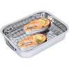 Spetebo Teglia da forno in acciaio inox con griglia rimovibile, 32 x 24 cm, con manici e griglia per barbecue e forno, ciotola svedese, teglia da dessert lavabile in lavastoviglie