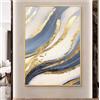 GDJSMIN Dipinto Ad Olio Leggero E Lussuoso Dipinto A Mano - Moderno Astratto Lamina D'Oro Onde Del Mare Blu Dipinto A Mano Dipinto Ad Olio Strutturato Su Tela, Arte Della Parete Per Soggiorno Decorazione D