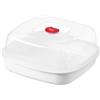 Cabilock Vaporiera Fori di Ventilazione per Microonde in Plastica Bianca Manico e Funzione Anti-scalding per Cucina e Regali di Inaugurazione Casa