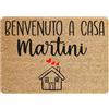 Colorfamily Tappeto Zerbino personalizzato con nome Famiglia Benvenuto a Casa Ingresso Casa 60x40 cm