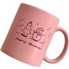 CAPIJIONG Tazza natalizia in ceramica da 300 ml, rosa, minimalista, a forma di cuore, per caffè e latte, con scritta Merry Christmas