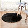 YUGWNN Tappeto Lavabile Tappeto Rotondo Nero in Finta Pelle di Pecora, Tappeti per Camera da Letto per Sedia o Divano, Diametro 50 cm/19,7 Pollici