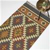 HOMESCAPES Tappeto kilim intrecciato a mano arancione e blu per corridoio 80 x 180 cm tappeto tradizionale geometrico Lucea iuta & lana tappeto con nappe