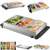 Steinborg Scaldabagno a buffet, piastra riscaldante, 300 Watt, 4 contenitori per alimenti, scalda buffet, scalda cibo, scalda cibo, scalda cibo Chafing Dishes