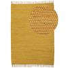 carpetfine Tappeto a tessitura Kilim Chindi Uni giallo 90x160 cm, tessuto a mano | Tappeto moderno reversibile in cotone per soggiorno e camera da letto con frange
