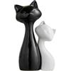 KESOTO Coppia di Statuette di Gatti in Ceramica, Decorazione Artistica, Scultura Minimalista, Figura Decorativa per Libreria, Ufficio, Soggiorno, Adatta Come, L Black S White