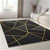 Generic Tappeto Semplice Linee Triangoli 120 x 170 cm Tappeto Antiscivolo Morbido Lavabile in lavatrice Tappeto Soggiorno Tappeti Salotto Tappeto Camera da Letto per Sala da Pranzo Nero Oro