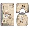 A.Monamour Set Tappeti Bagno 3 Pezzi Antico Egitto Banner Geroglifico Egiziano E Simbolo Anubi Antico Egitto Barca Scena Murales Stampa Antiscivolo Morbidi Assorbente Lavabile Tappetini per Il Bagno