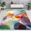 CARPETIA Tappeto soggiorno tappeto camera da letto studio zona pranzo facile da pulire robusto morbido ricco colorato con motivo a foglie multicolore, 160 x 230 cm